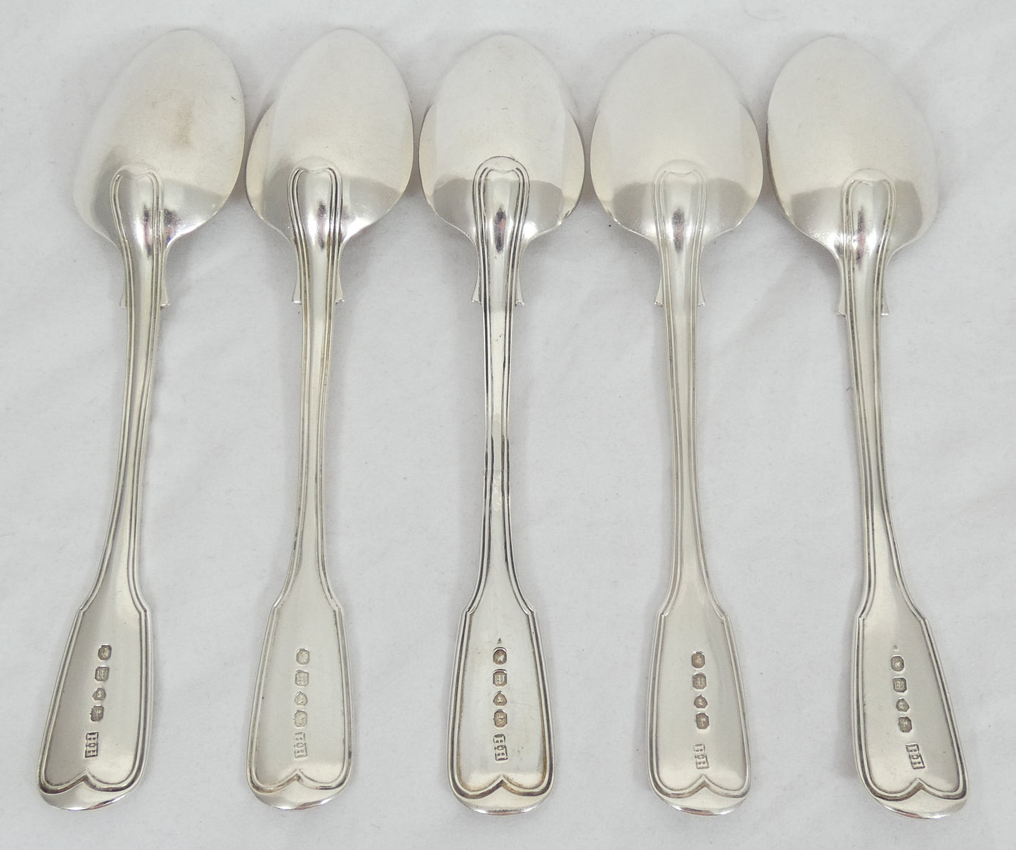 Antique Victorian 1843 48pc 10pl Sterling Silver Cutlery Set Fiddle & Thread CL