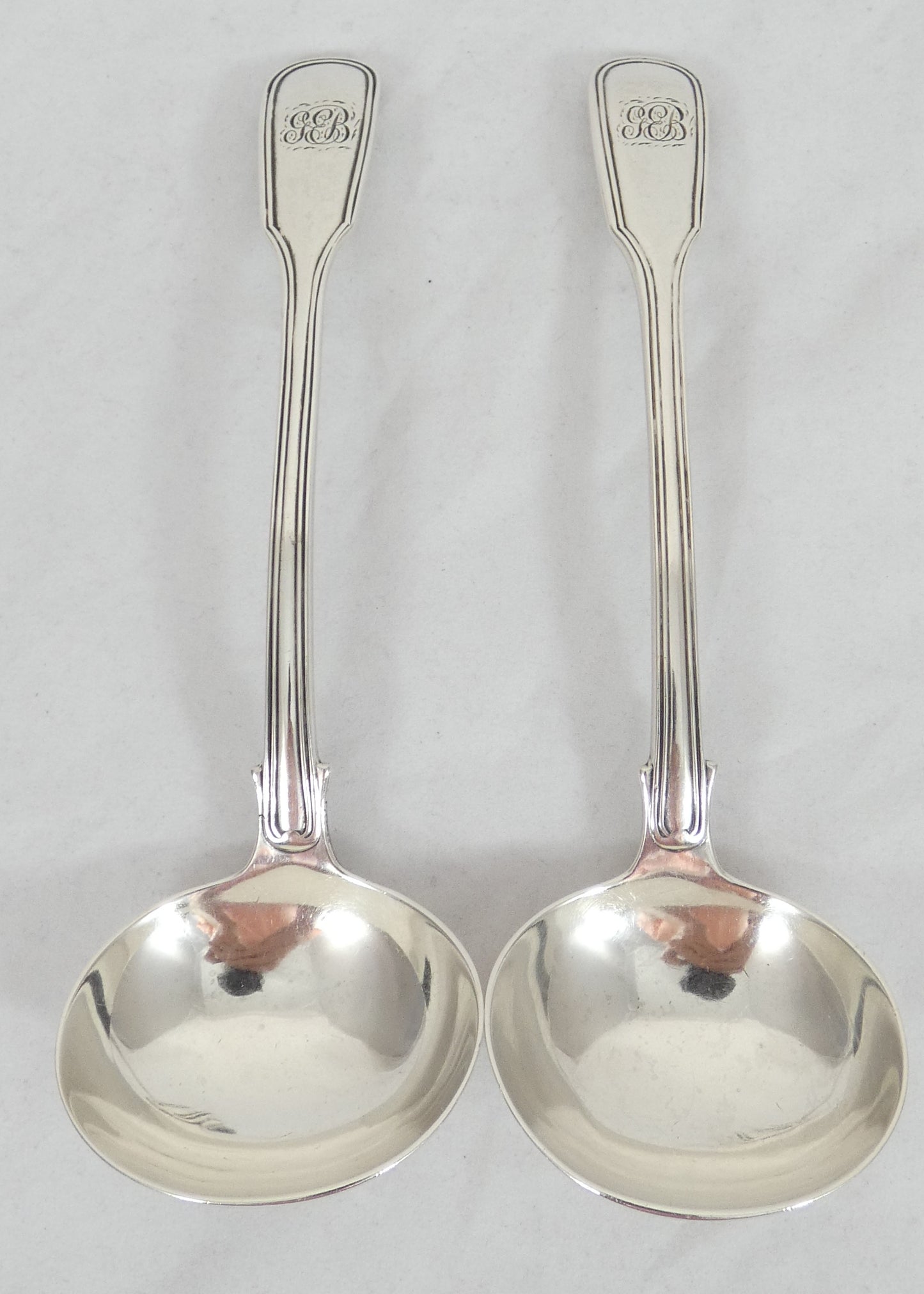 Antique Victorian 1843 48pc 10pl Sterling Silver Cutlery Set Fiddle & Thread CL