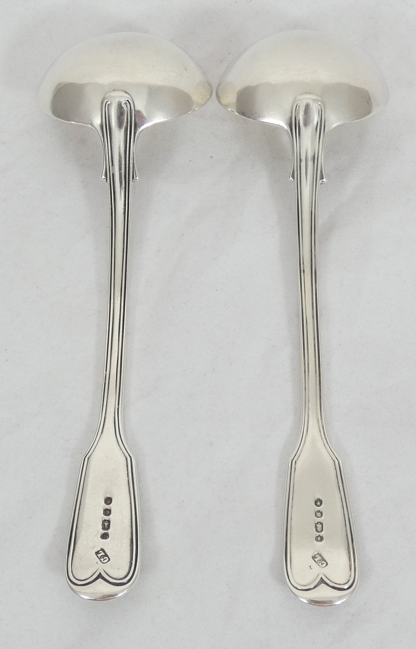 Antique Victorian 1843 48pc 10pl Sterling Silver Cutlery Set Fiddle & Thread CL