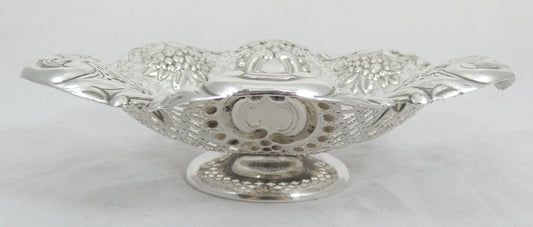 Antique Victorian 1894 Sterling Silver Footed Bowl Comport Pierced Lolly Dish JD