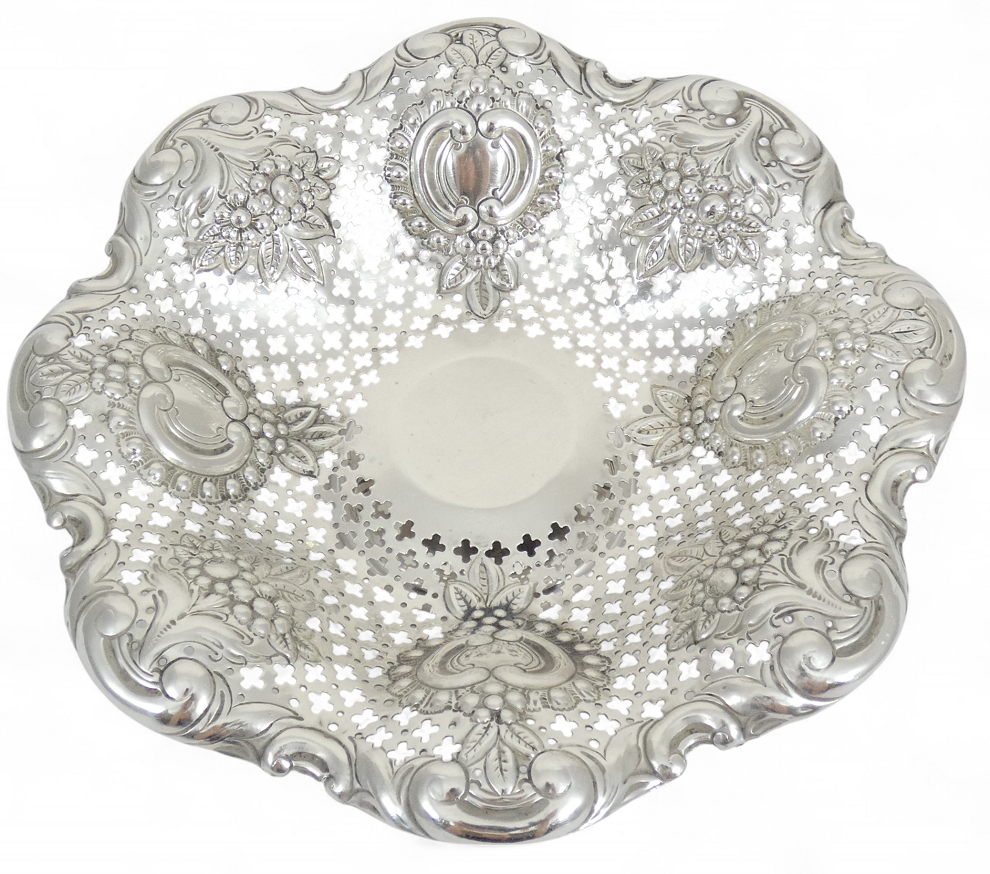 Antique Victorian 1894 Sterling Silver Footed Bowl Comport Pierced Lolly Dish JD