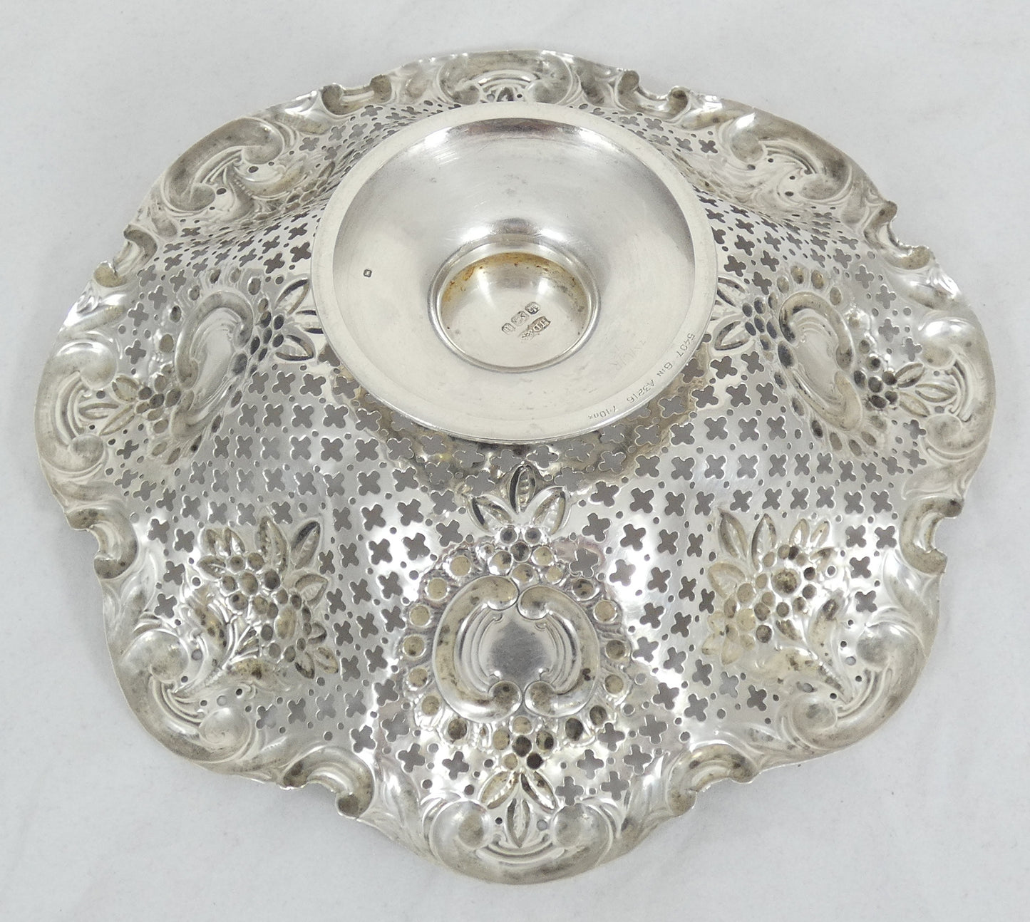 Antique Victorian 1894 Sterling Silver Footed Bowl Comport Pierced Lolly Dish JD