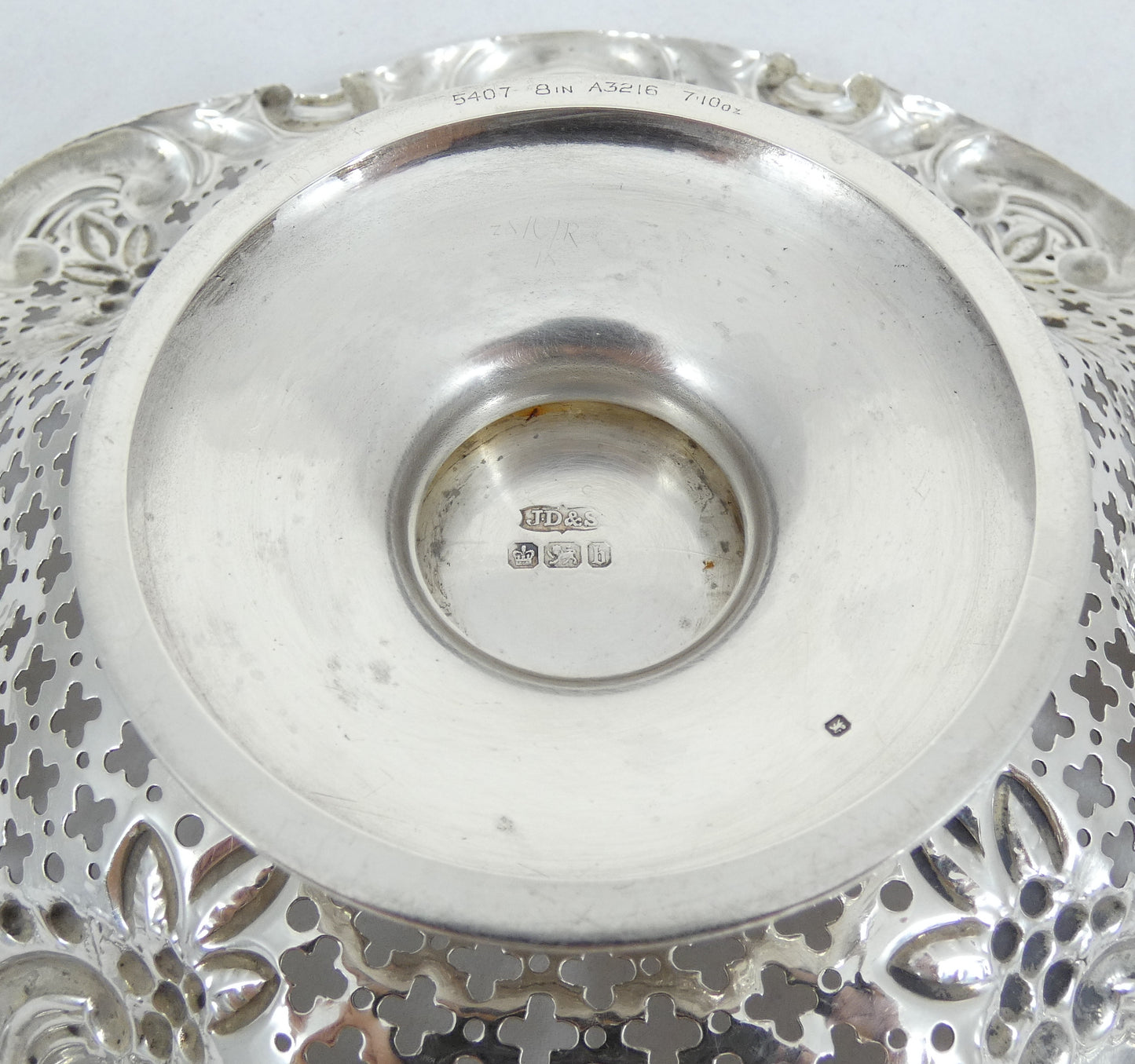 Antique Victorian 1894 Sterling Silver Footed Bowl Comport Pierced Lolly Dish JD
