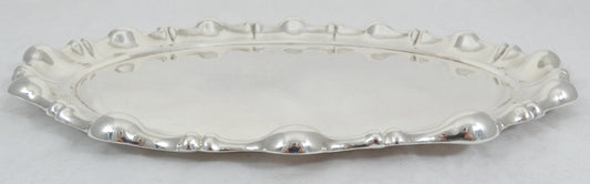 Antique Vintage Hungarian 1937 Large Solid 800 Silver Oval Serving Tray 40cm