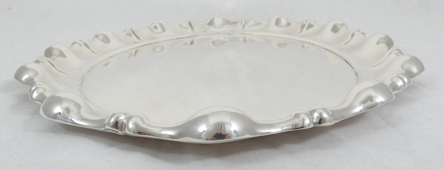 Antique Vintage Hungarian 1937 Large Solid 800 Silver Oval Serving Tray 40cm