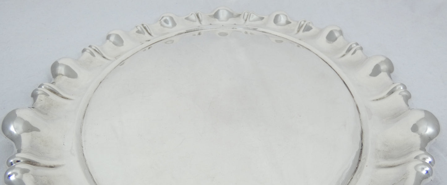 Antique Vintage Hungarian 1937 Large Solid 800 Silver Oval Serving Tray 40cm