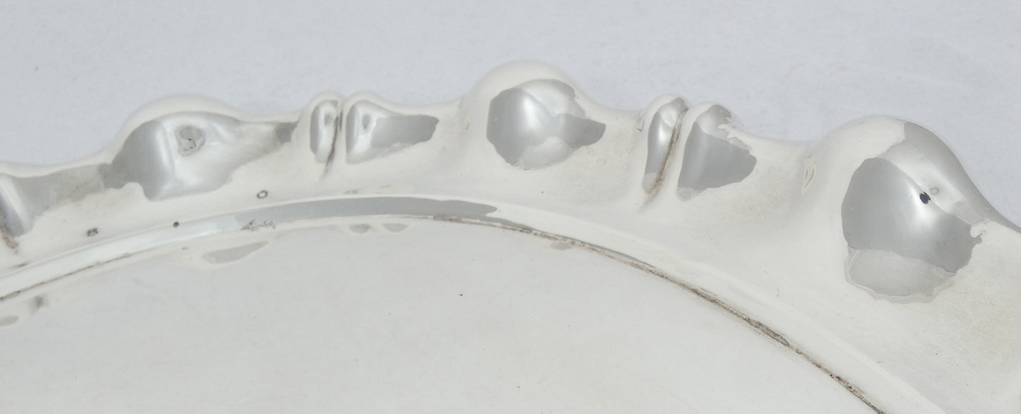 Antique Vintage Hungarian 1937 Large Solid 800 Silver Oval Serving Tray 40cm