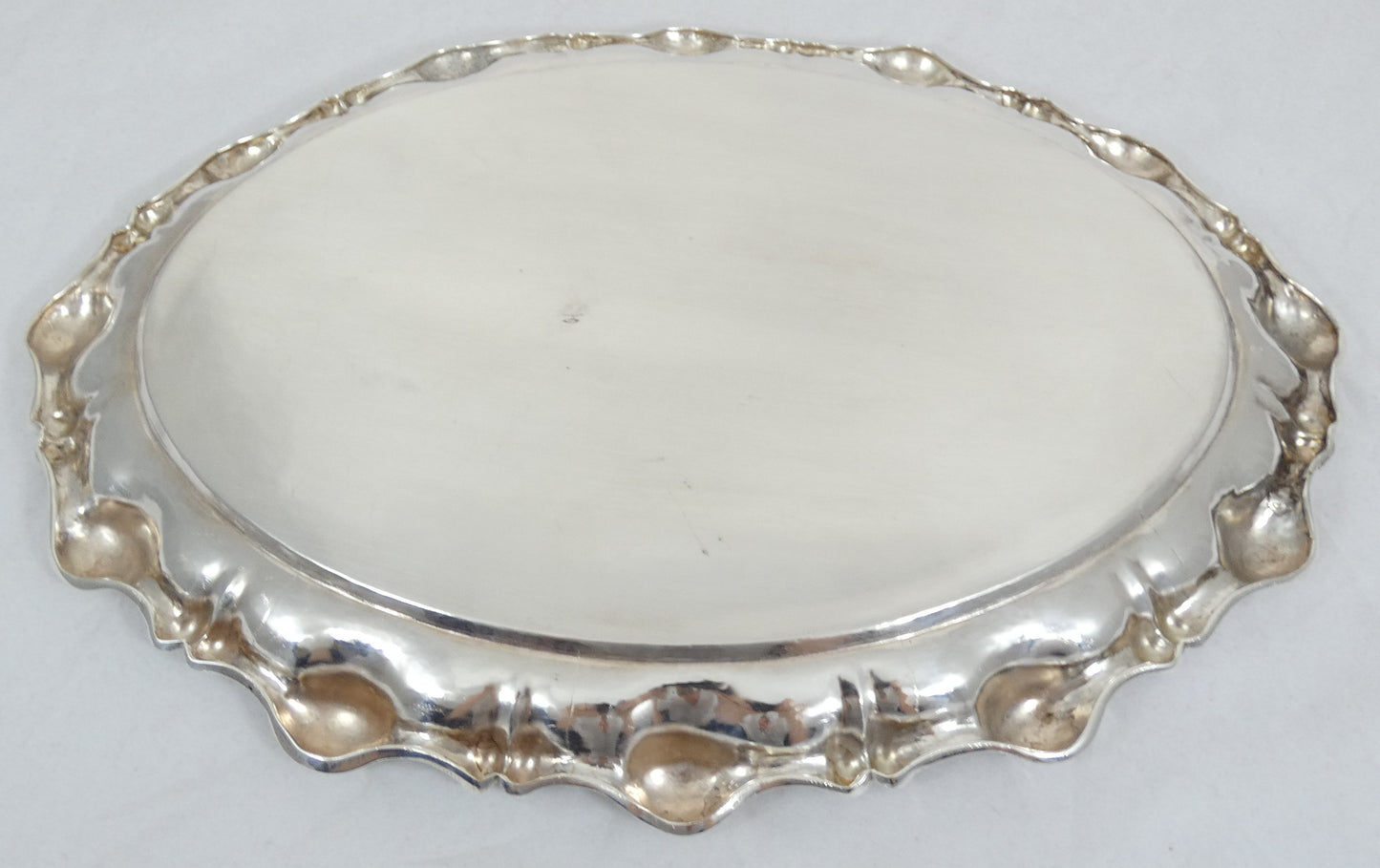 Antique Vintage Hungarian 1937 Large Solid 800 Silver Oval Serving Tray 40cm