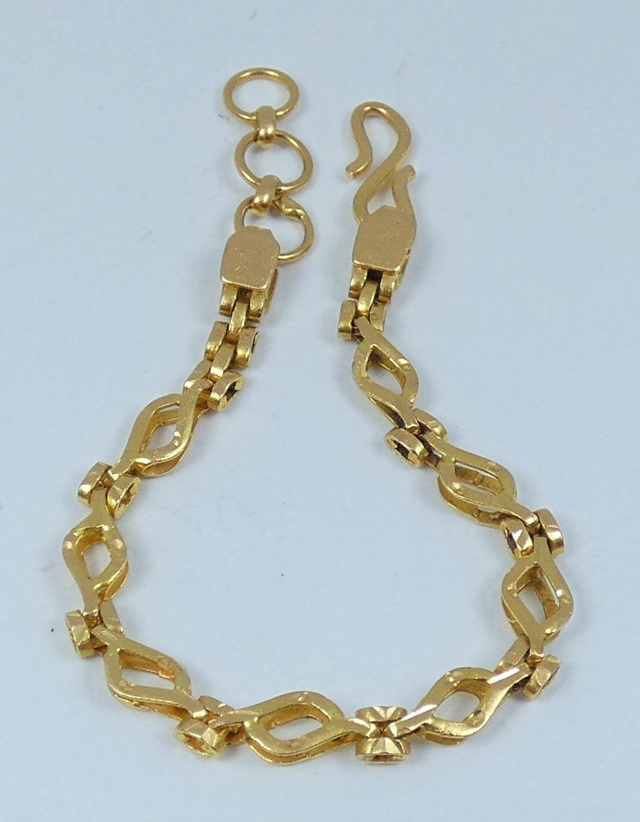 Vintage Solid 22ct Yellow Gold Small Childs 13.5cm 5.3" Fancy Chain Bracelet 916