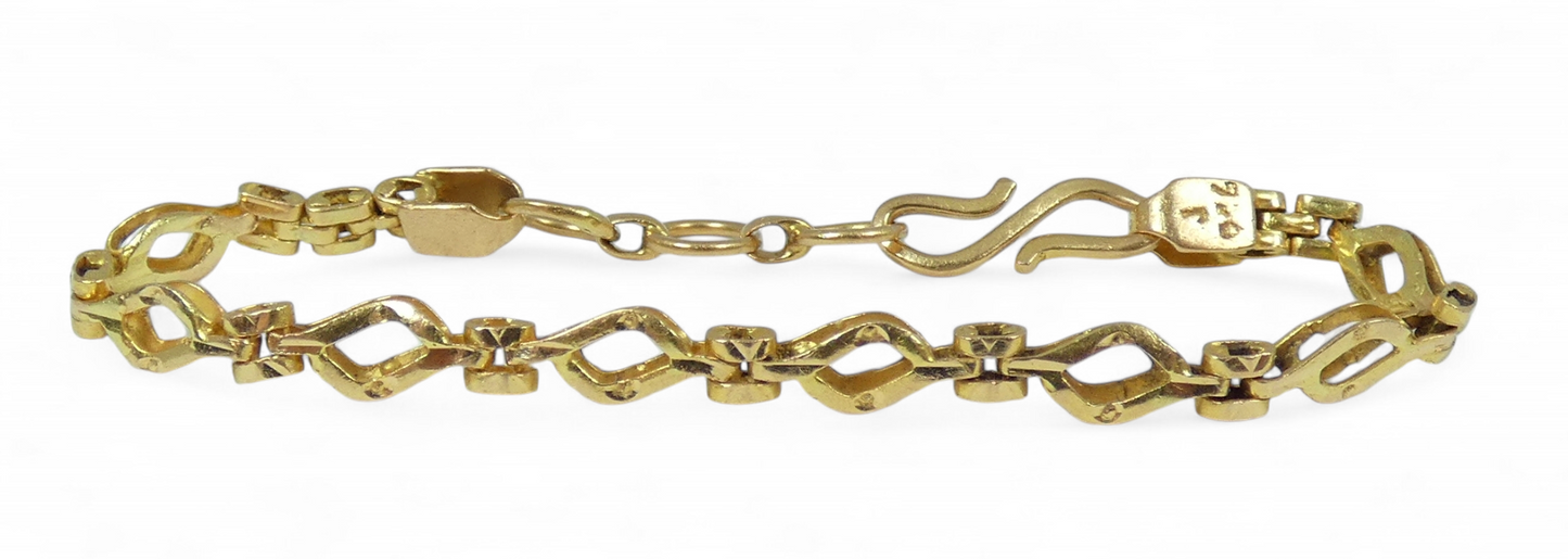 Vintage Solid 22ct Yellow Gold Small Childs 13.5cm 5.3" Fancy Chain Bracelet 916