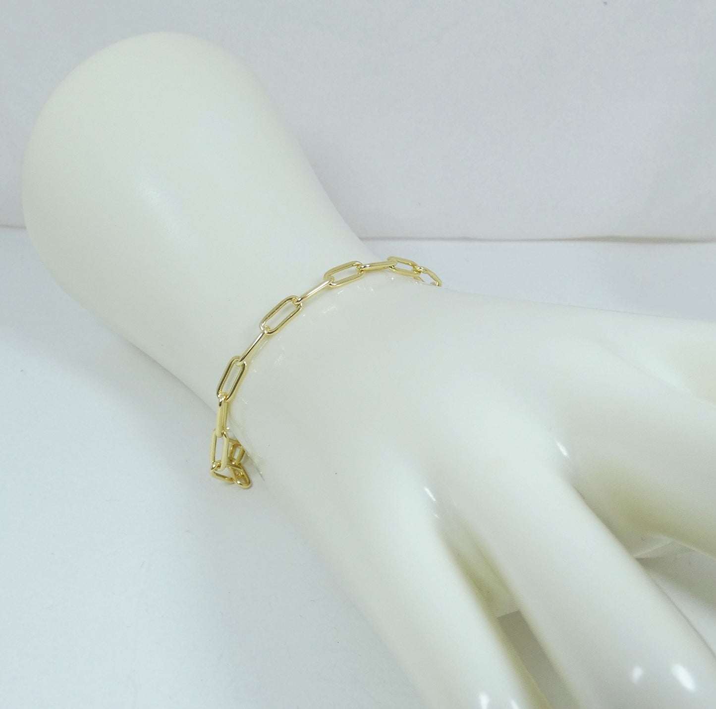Vintage Dutch Solid 14ct Yellow Gold 20cm 8" Paperclip Chain Bracelet 3.5mm Link