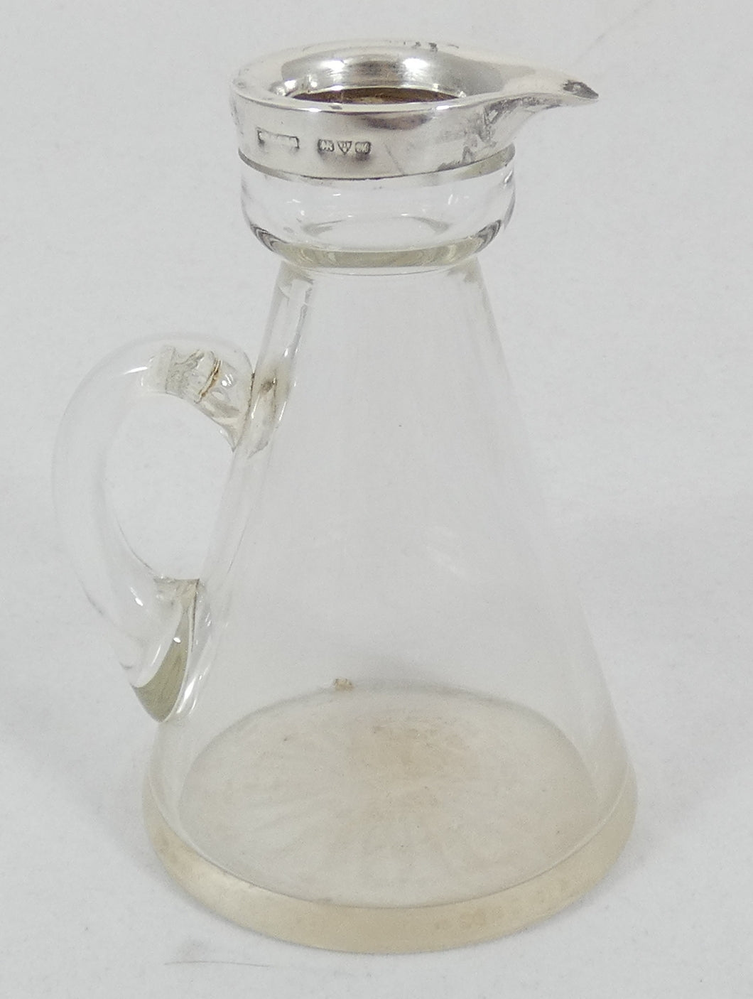 Antique Edwardian 1912 Sterling Silver Glass Whiskey Whisky Noggin Jug Decanter