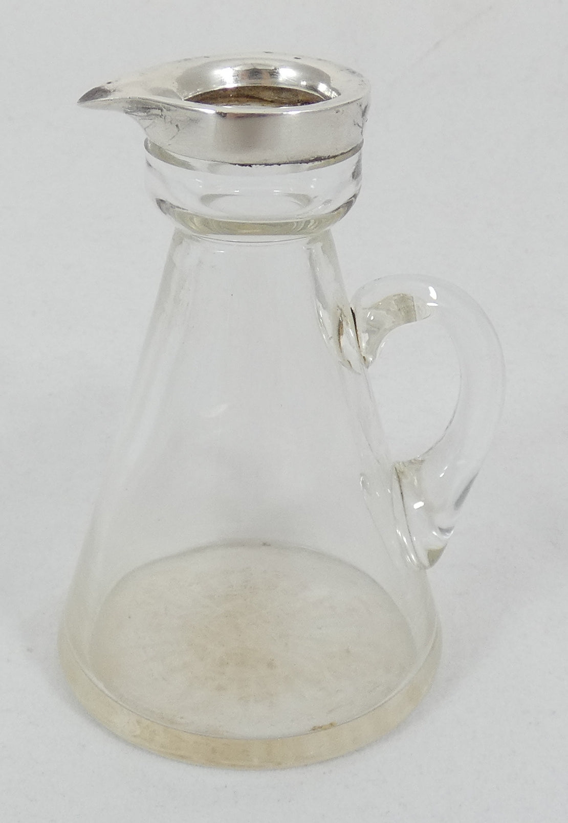 Antique Edwardian 1912 Sterling Silver Glass Whiskey Whisky Noggin Jug Decanter