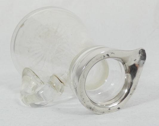 Antique Edwardian 1912 Sterling Silver Glass Whiskey Whisky Noggin Jug Decanter