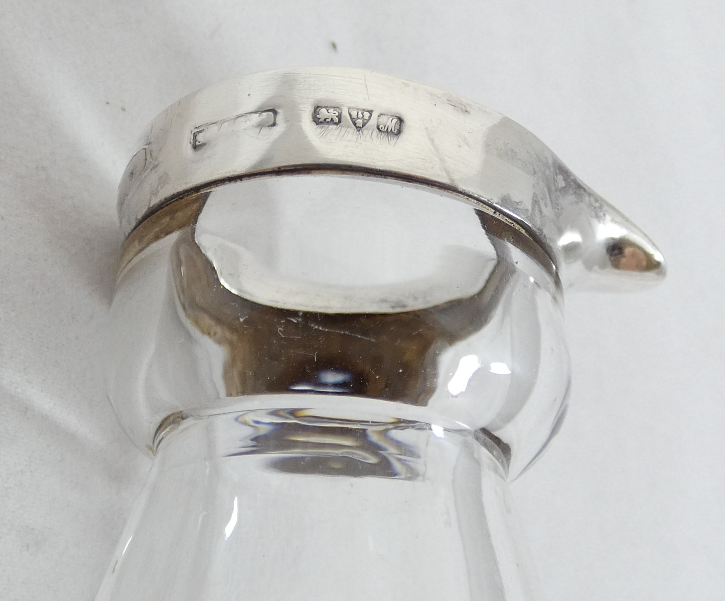 Antique Edwardian 1912 Sterling Silver Glass Whiskey Whisky Noggin Jug Decanter