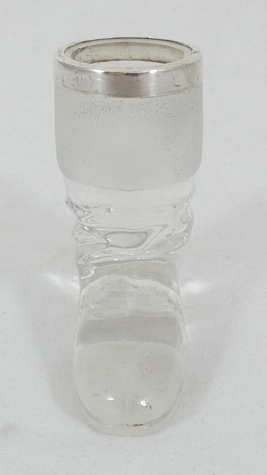 Antique Edwardian 1900 Sterling Silver Glass Boot Shoe Match Striker Vesta Vase