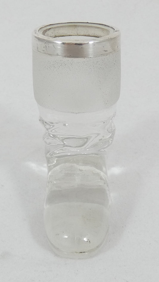Antique Edwardian 1900 Sterling Silver Glass Boot Shoe Match Striker Vesta Vase