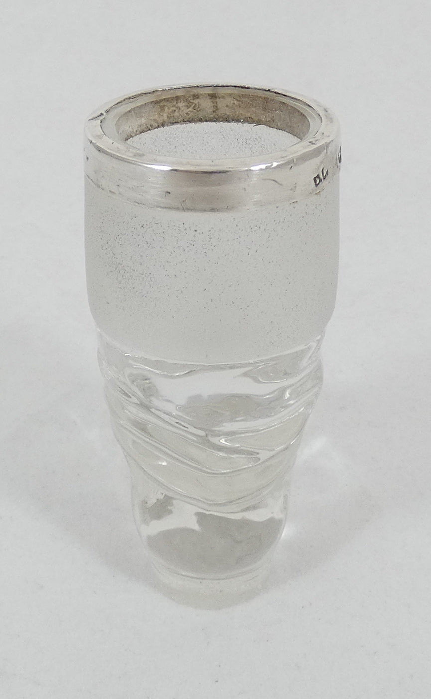 Antique Edwardian 1900 Sterling Silver Glass Boot Shoe Match Striker Vesta Vase