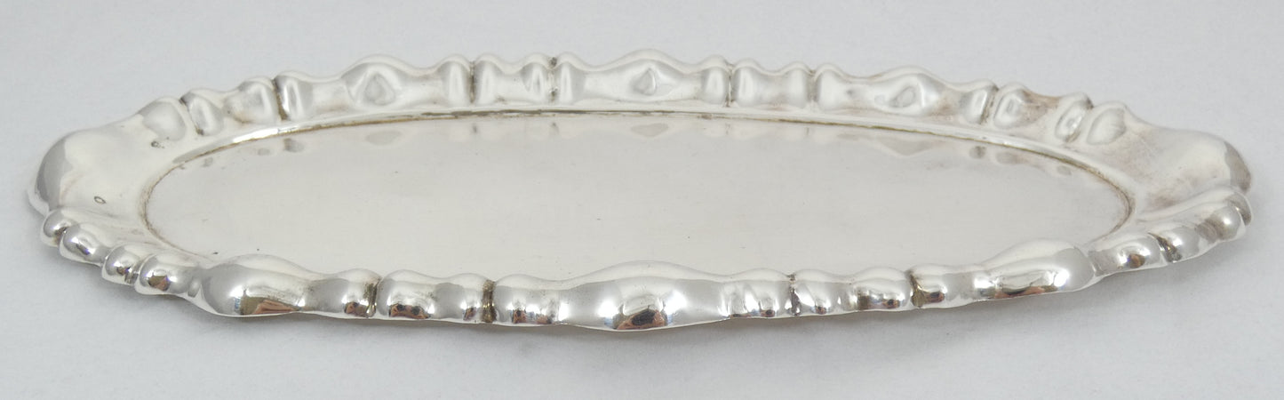 Antique Vintage Hungarian 1937 Solid 800 Silver Oval Serving Drinks Tray 36cm