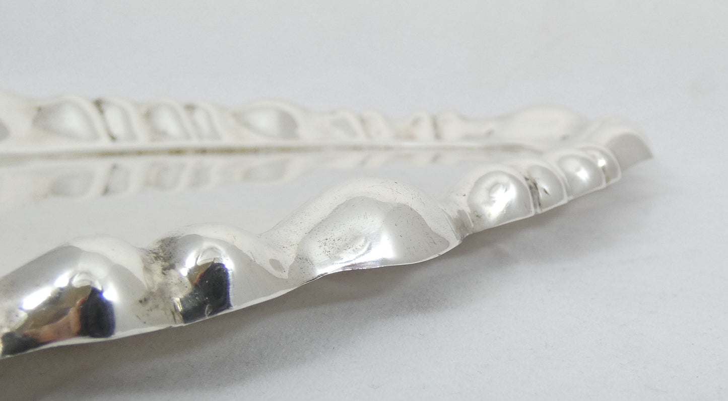 Antique Vintage Hungarian 1937 Solid 800 Silver Oval Serving Drinks Tray 36cm