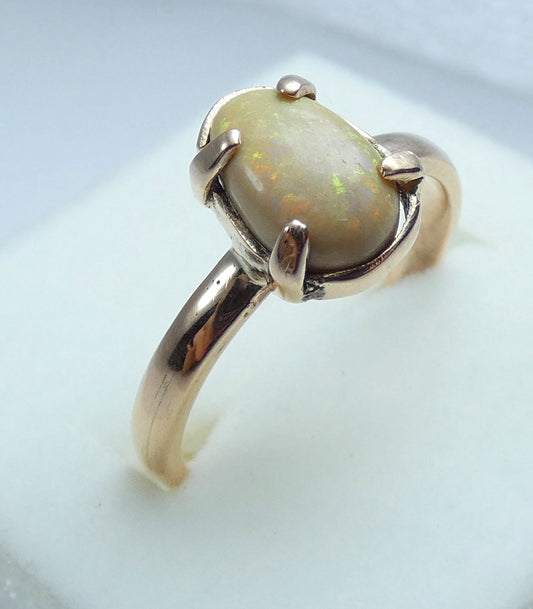 Vintage Solid 9ct Yellow Gold Australian Opal Freeform Dress Ring Size 7.5 O 55