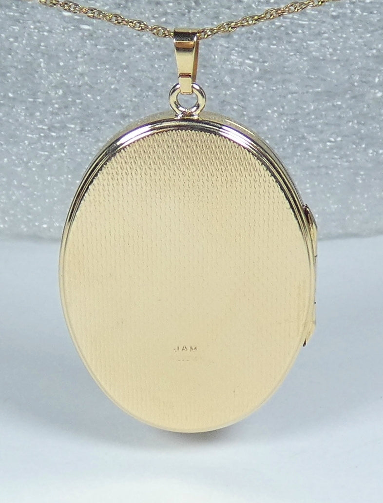 Vintage English Large Solid 9ct Gold Double Photograph Locket Photo Pendant 17gm
