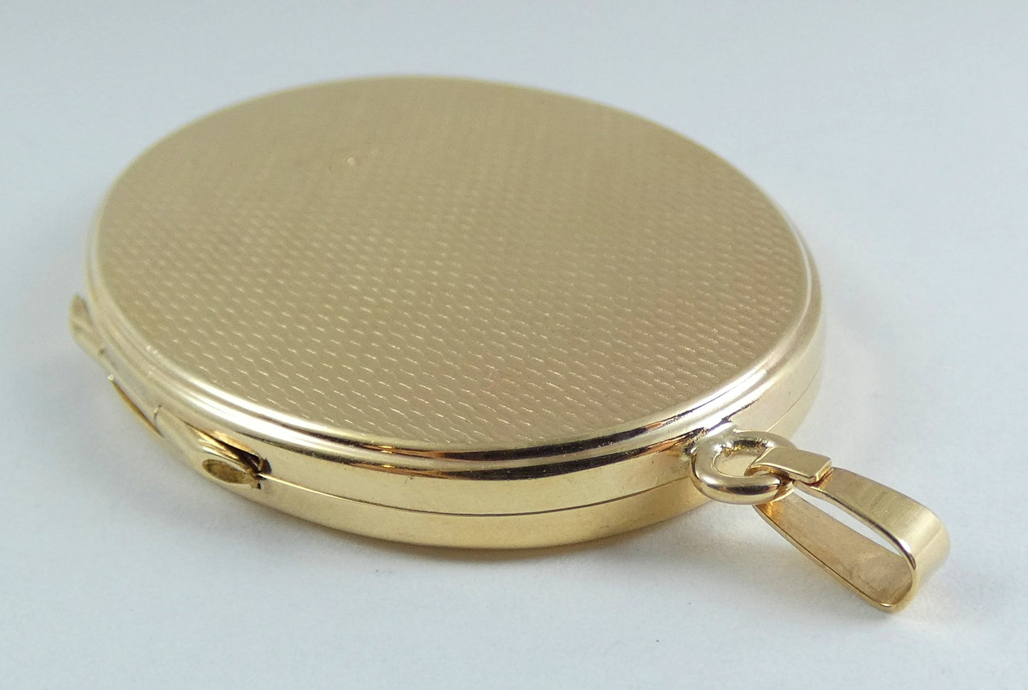 Vintage English Large Solid 9ct Gold Double Photograph Locket Photo Pendant 17gm