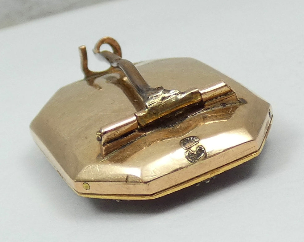 Antique Victorian 1850 Solid 18ct Yellow Gold Topaz & Diamond Enamel Brooch Pin