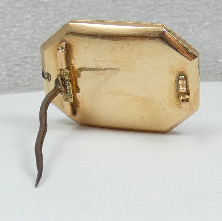Antique Victorian 1850 Solid 18ct Yellow Gold Topaz & Diamond Enamel Brooch Pin