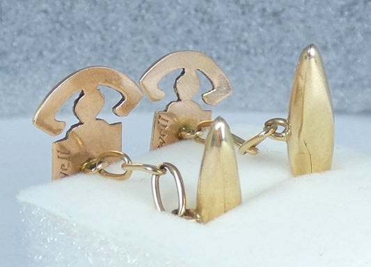 Antique Solid 9ct Yellow Gold Enamel Scotch College Melbourne Cufflinks School