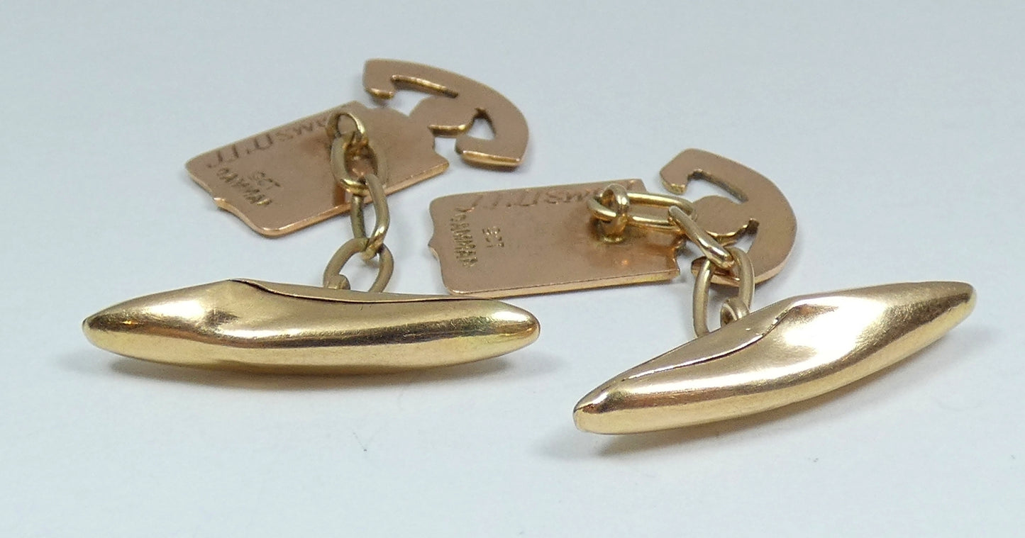 Antique Solid 9ct Yellow Gold Enamel Scotch College Melbourne Cufflinks School