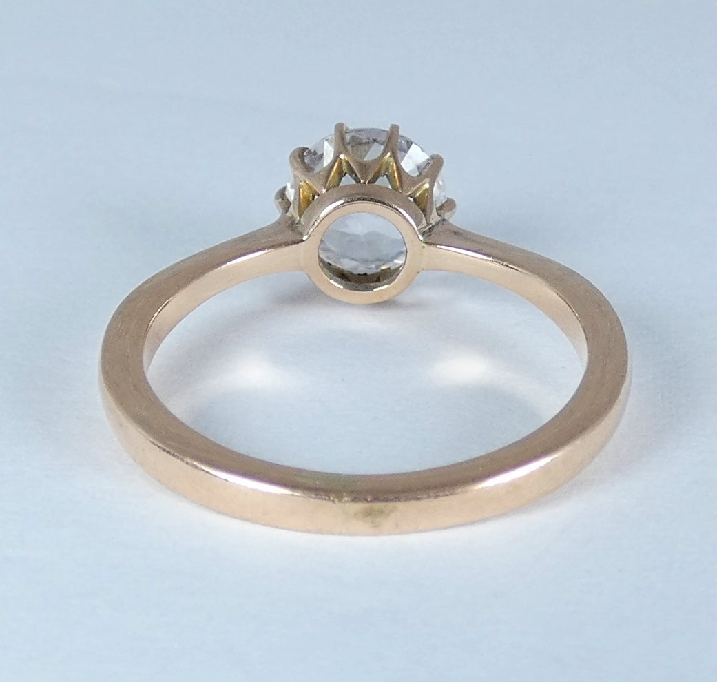 Vintage European Solid 9ct Yellow Gold White Sapphire Solitaire Ring Size 6 L 51