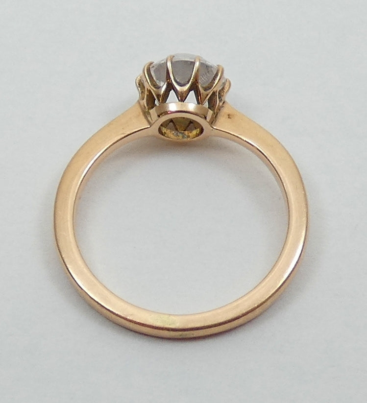 Vintage European Solid 9ct Yellow Gold White Sapphire Solitaire Ring Size 6 L 51