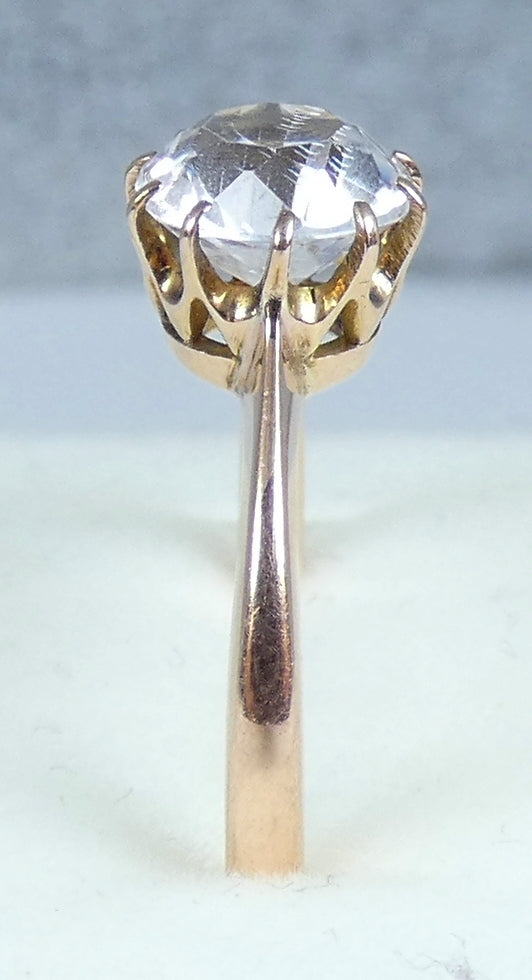 Vintage European Solid 9ct Yellow Gold White Sapphire Solitaire Ring Size 6 L 51