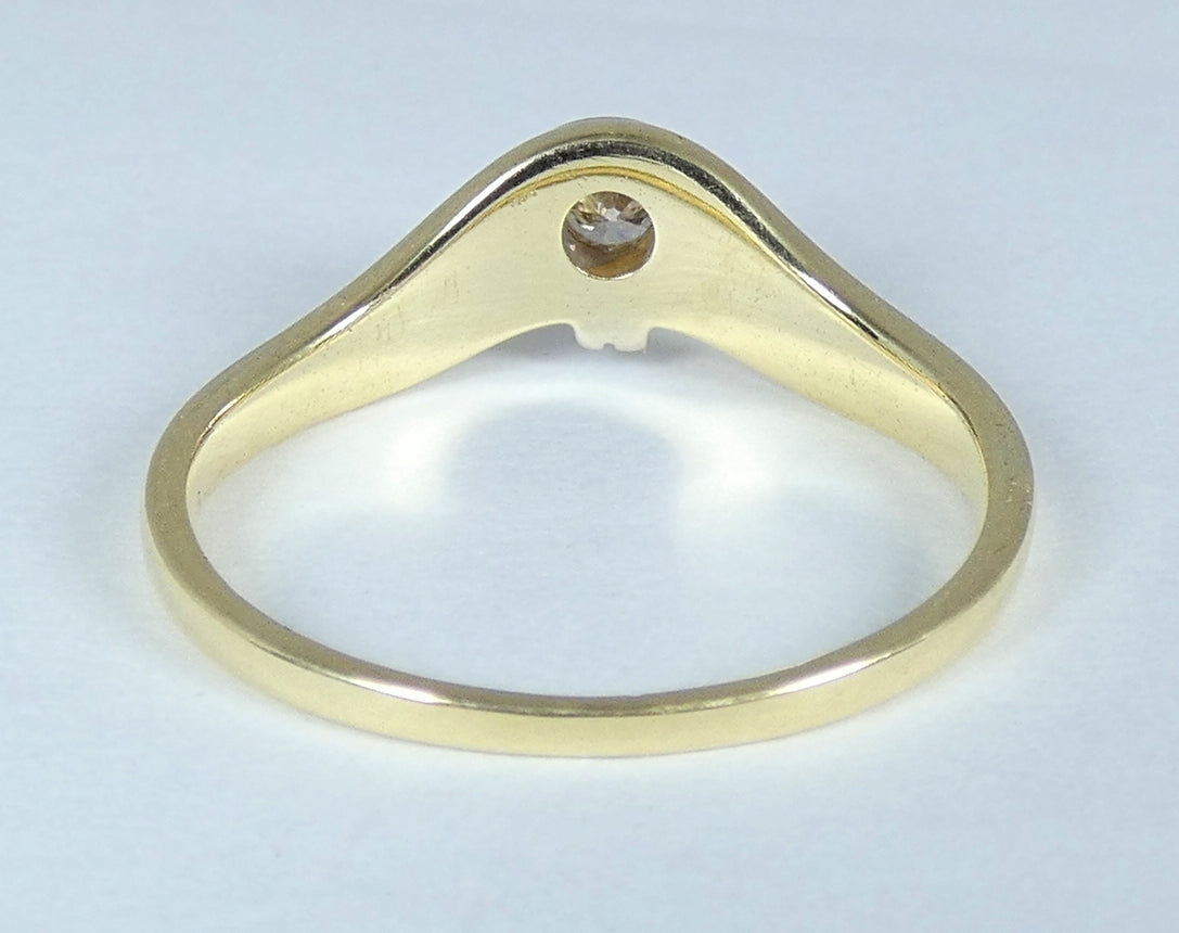 Modern Solid 14ct Yellow White Gold Diamond Solitaire Dress Ring Size 7.5 O 55