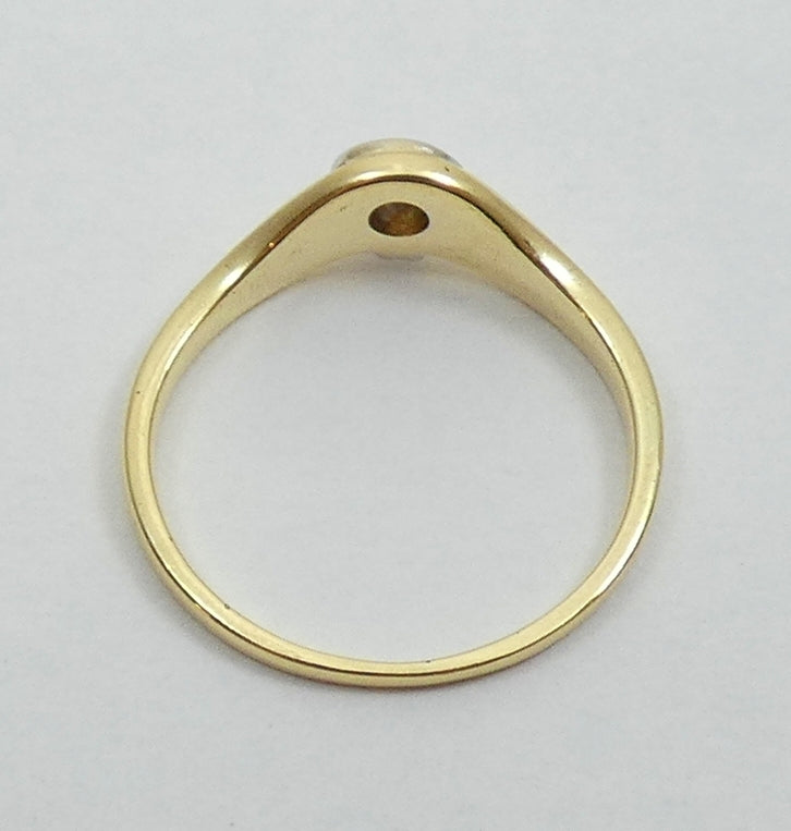 Modern Solid 14ct Yellow White Gold Diamond Solitaire Dress Ring Size 7.5 O 55