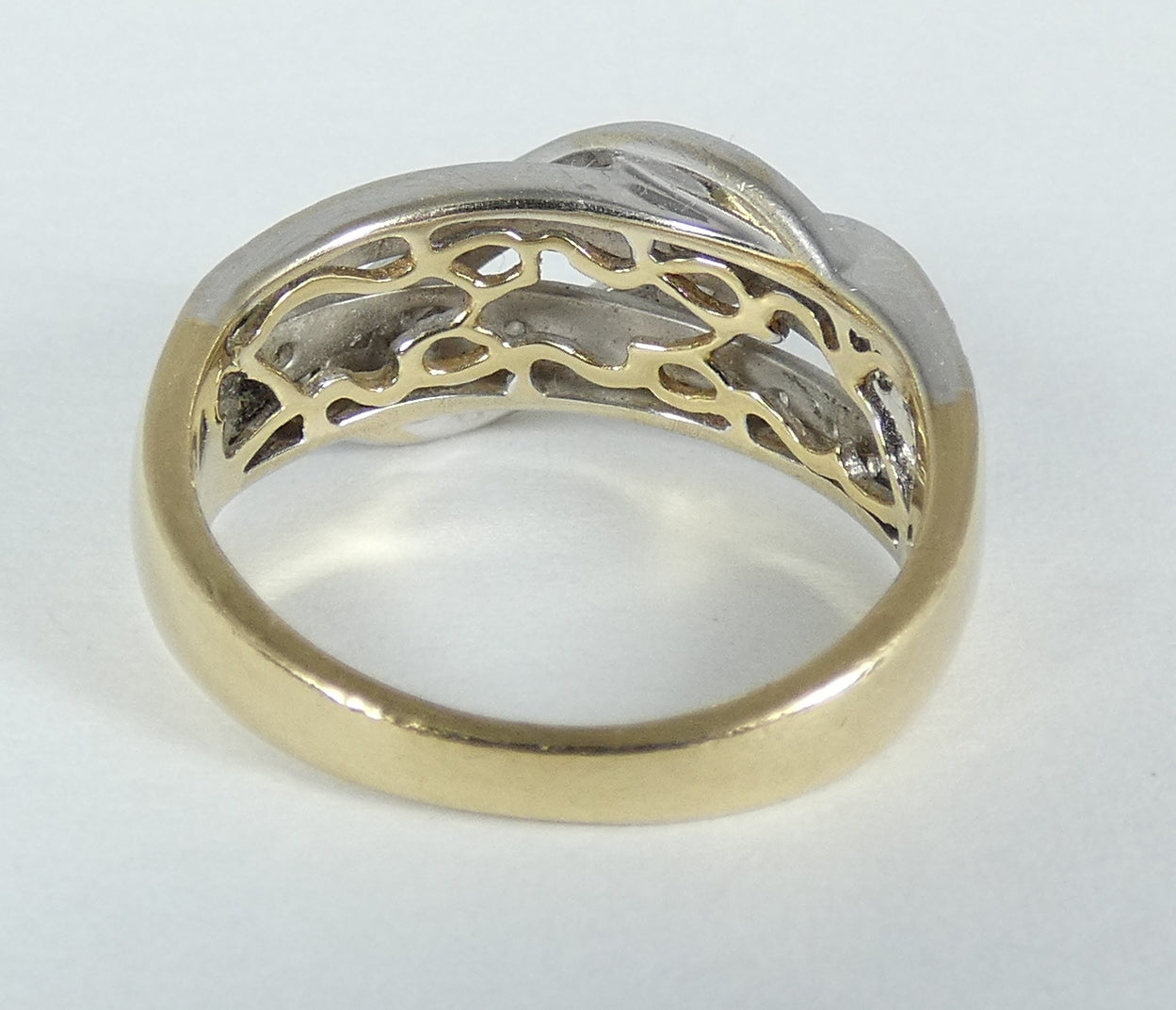 Solid 9ct Yellow White Gold 0.40ct Diamond Cluster Crossover Dress Ring 6.5 M 52