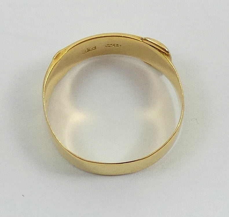 Antique Chinese Export Solid 20ct Yellow Gold Buckle Dress Ring Size 9.5 S 60 WH