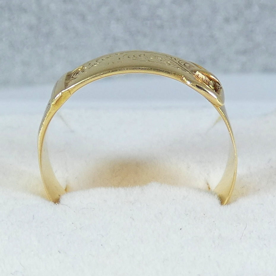 Antique Chinese Export Solid 20ct Yellow Gold Buckle Dress Ring Size 9.5 S 60 WH