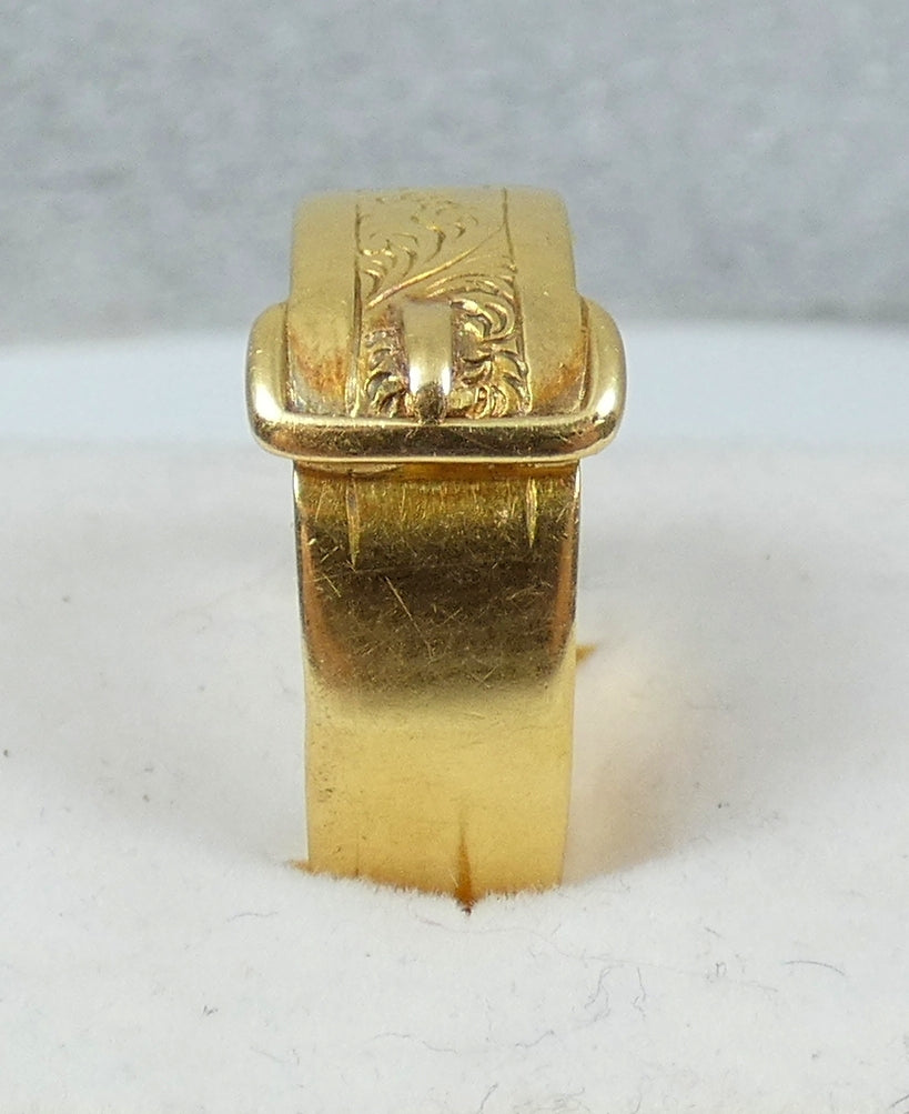 Antique Chinese Export Solid 20ct Yellow Gold Buckle Dress Ring Size 9.5 S 60 WH