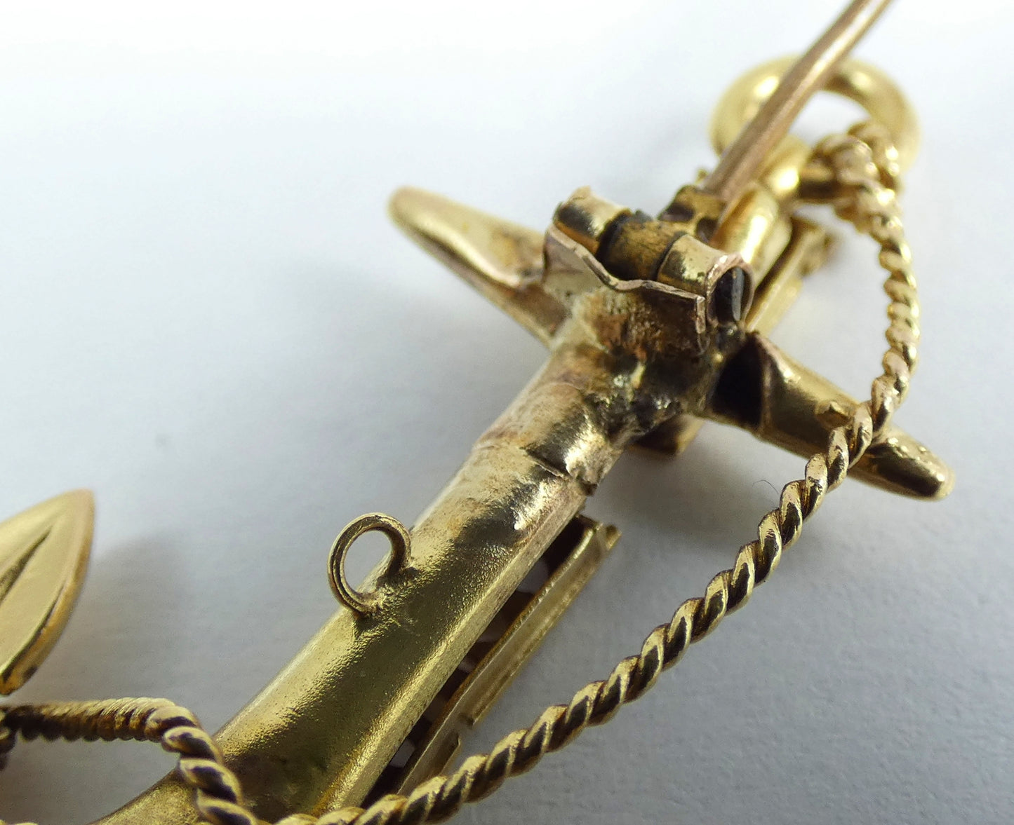 Antique 9ct Yellow Gold HMS Termagant Rope Anchor Sweetheart Brooch Royal Navy
