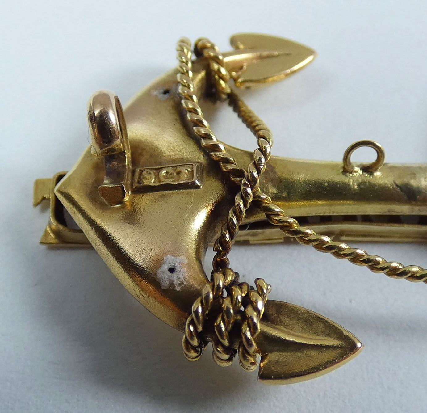 Antique 9ct Yellow Gold HMS Termagant Rope Anchor Sweetheart Brooch Royal Navy