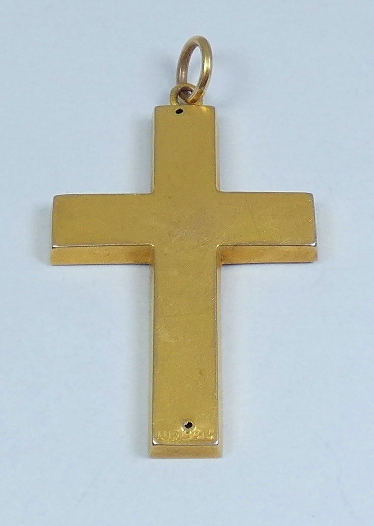 Antique Australian 9ct Yellow Gold 40mm Crucifix Cross Necklace Pendant Rollason
