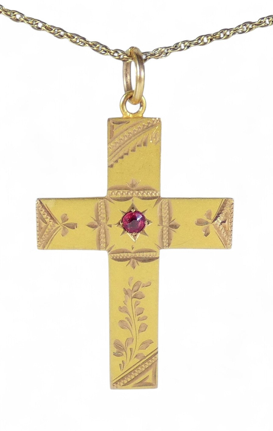 Antique Australian 9ct Yellow Gold 40mm Crucifix Cross Necklace Pendant Rollason