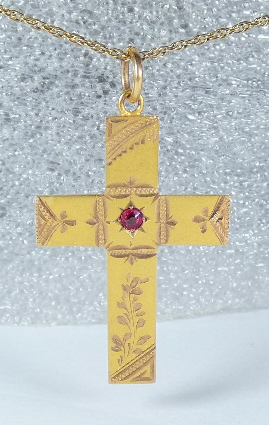 Antique Australian 9ct Yellow Gold 40mm Crucifix Cross Necklace Pendant Rollason