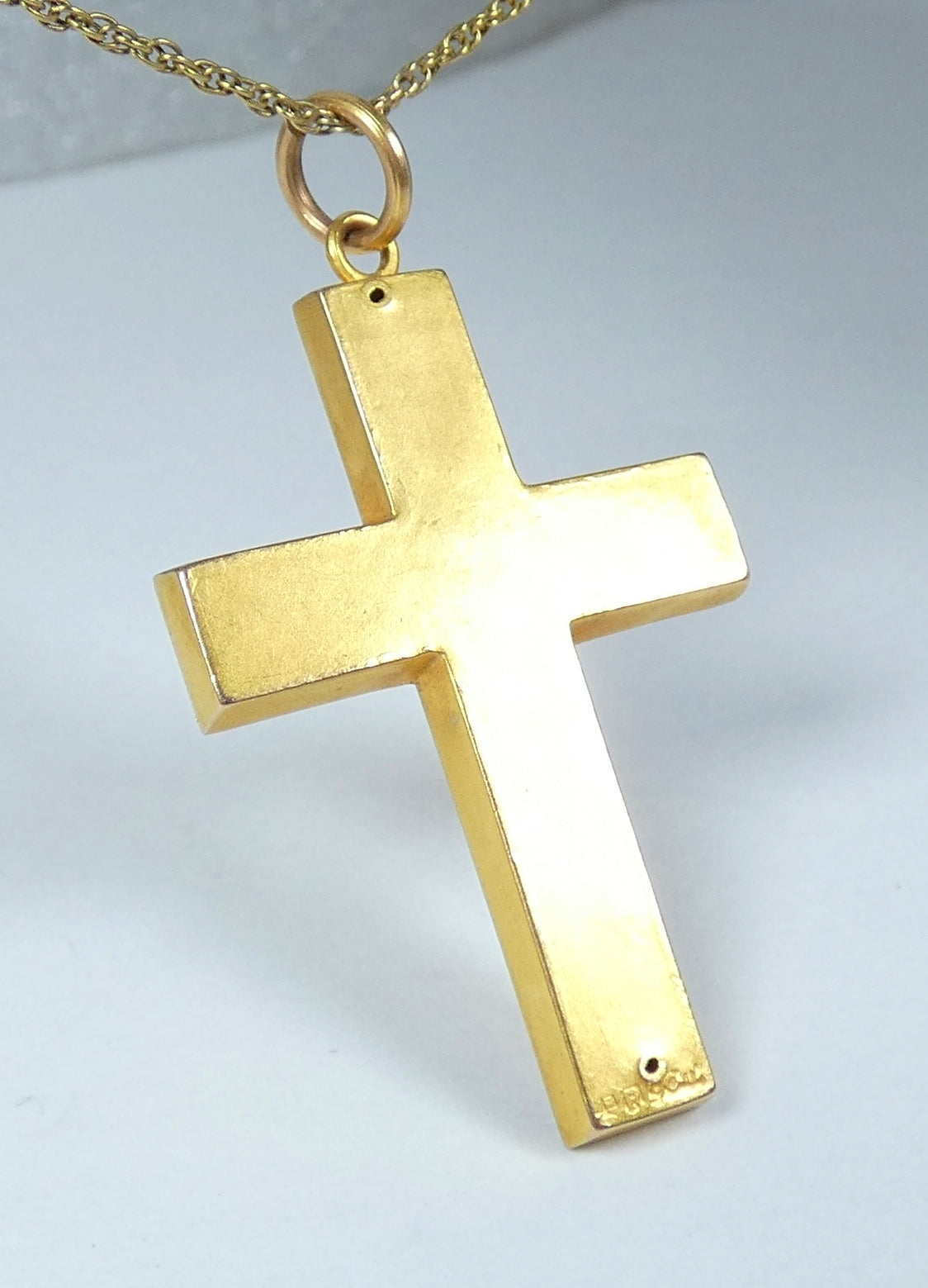 Antique Australian 9ct Yellow Gold 40mm Crucifix Cross Necklace Pendant Rollason