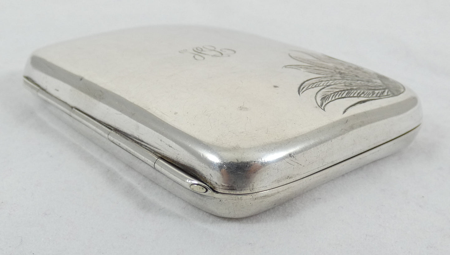 Antique Art Deco 1920 W J Sanders Australian Sterling Silver Cigarette Card Case