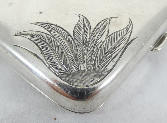 Antique Art Deco 1920 W J Sanders Australian Sterling Silver Cigarette Card Case