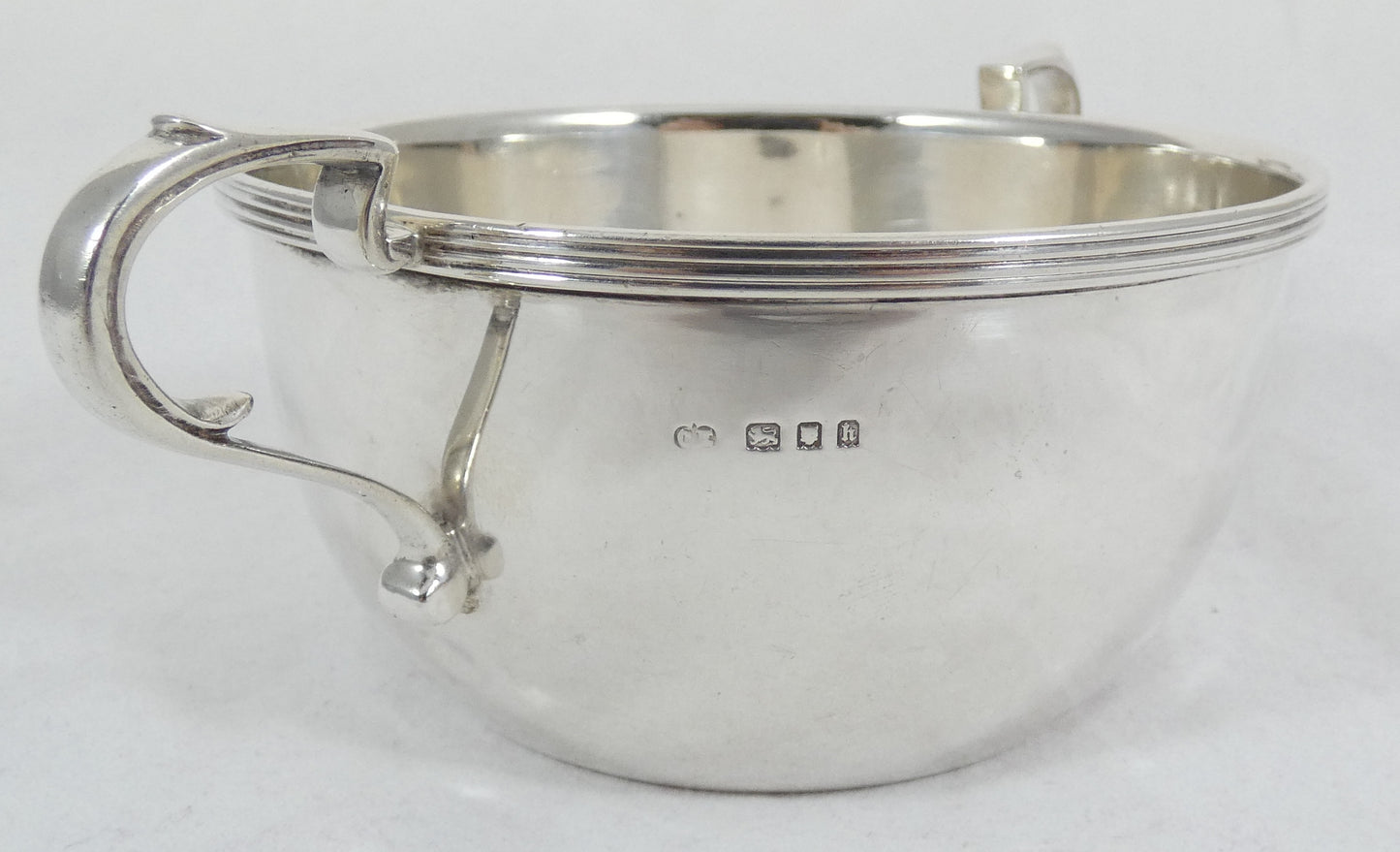 Antique Art Deco 1923 Sterling Silver Twin Handled Porringer Childs Bowl Dish