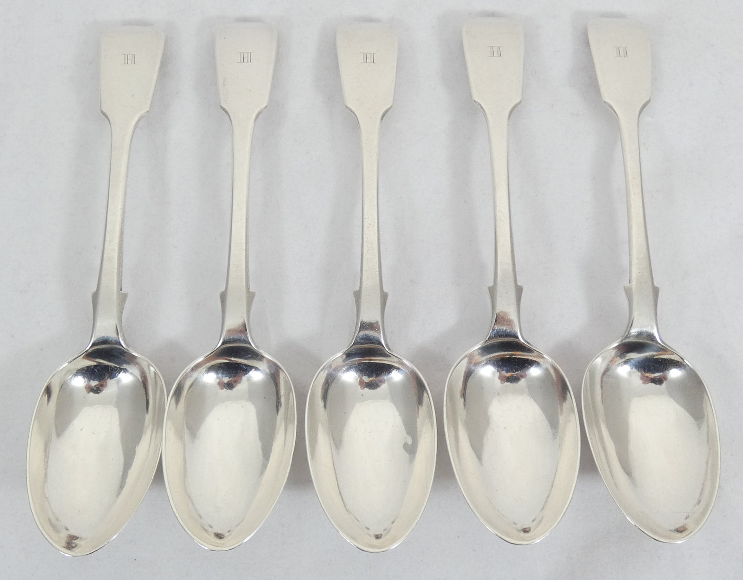 Antique Victorian 1856 Sterling Silver 6pl Cutlery Set Fiddle Back Fork Spoon GA